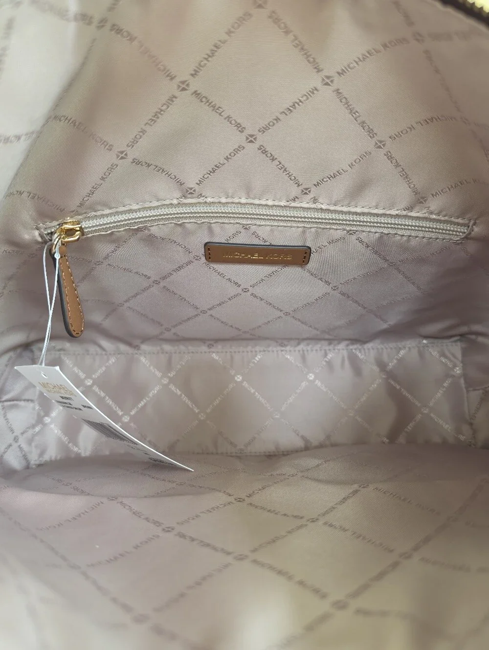 Michael Kors Merritt Large Brown Signature Logo Cargo Shoulder Bag